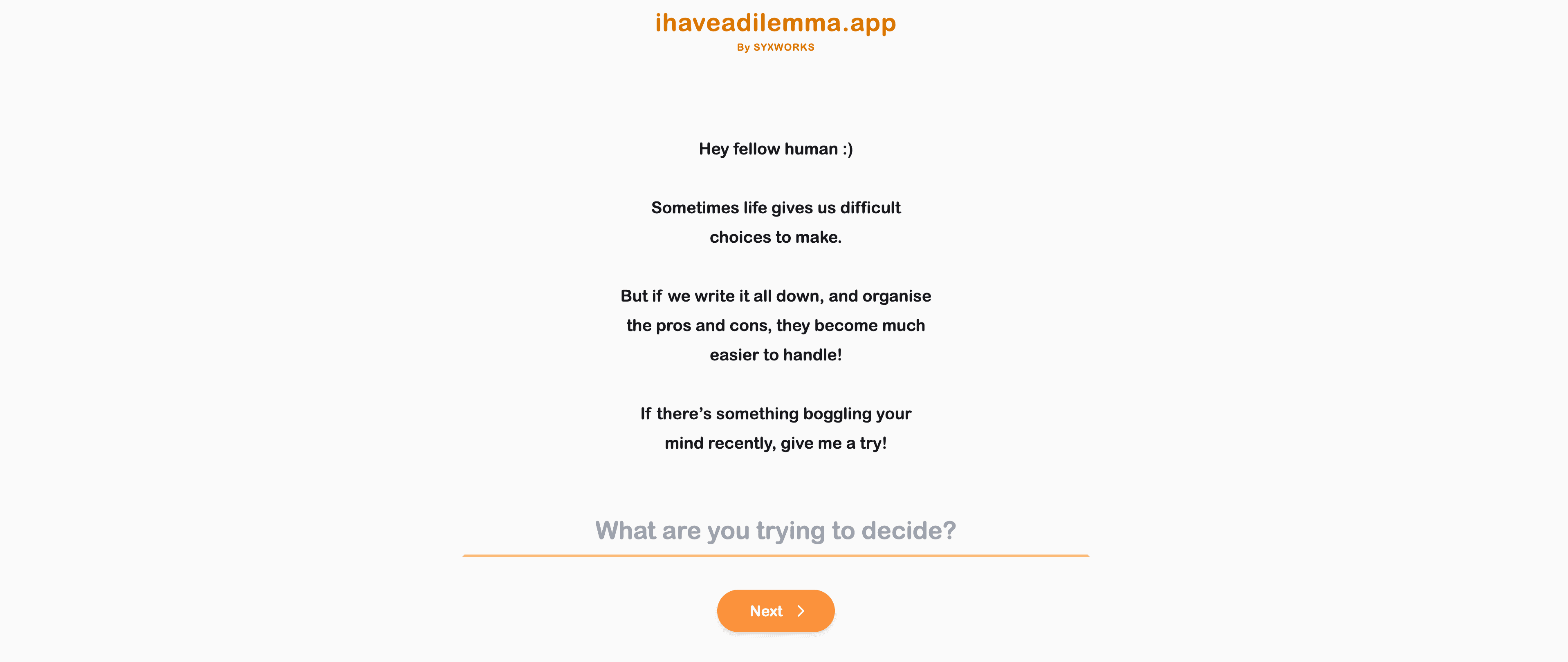 "I Have A Dilemma" app screenshot